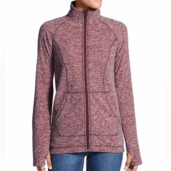 Eddie Bauer Jackets & Blazers - Eddie Bauer Dark Berry Burgundy RUN AROUND Quest Fleece Jacket Women Size Small